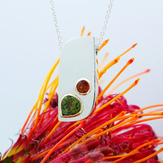 Imprint Duo Pendant - Tourmaline & Garnet